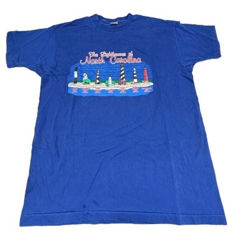The Lighthouses of North Carolina XL Vintage Graphic Tee T-Shirt Single Stitch